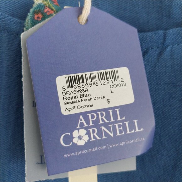 April Cornell Seaside Porch Dress Royal Blue New With Tags Size Large Sleeveless - Picture 6 of 12